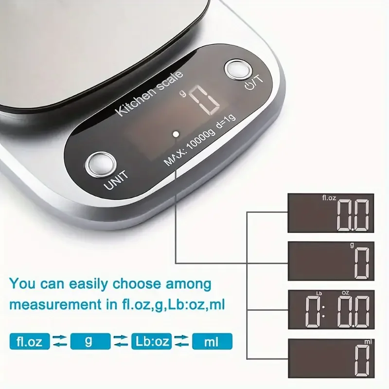 High Precision Kitchen Scale 10kg Electronic Jewelry Food Baking Scale Multifunction Measuring Tool Electronic Scale Lcd Display