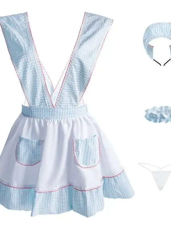 ผู้หญิงเซ็กซี่ลึก V คอ Ruffled สวยกลับลายสก๊อต Pure Desire ชุดแม่บ้าน Elegant Tank Mini Dress เสื้อหวาน 3KTY