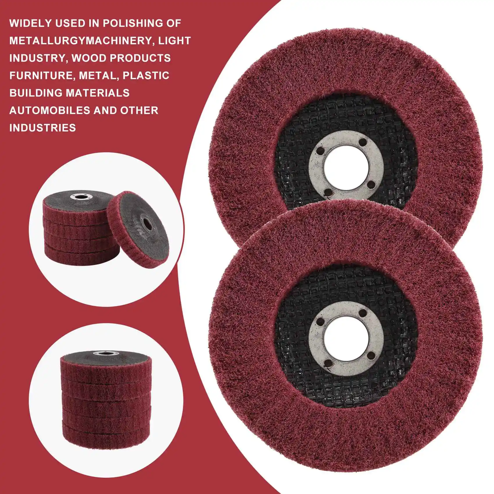 Nylon Fiber Flap Disc, polimento e rebolo, Scouring Pad, roda lustrando para rebarbadora, 4 ", 5Pcs