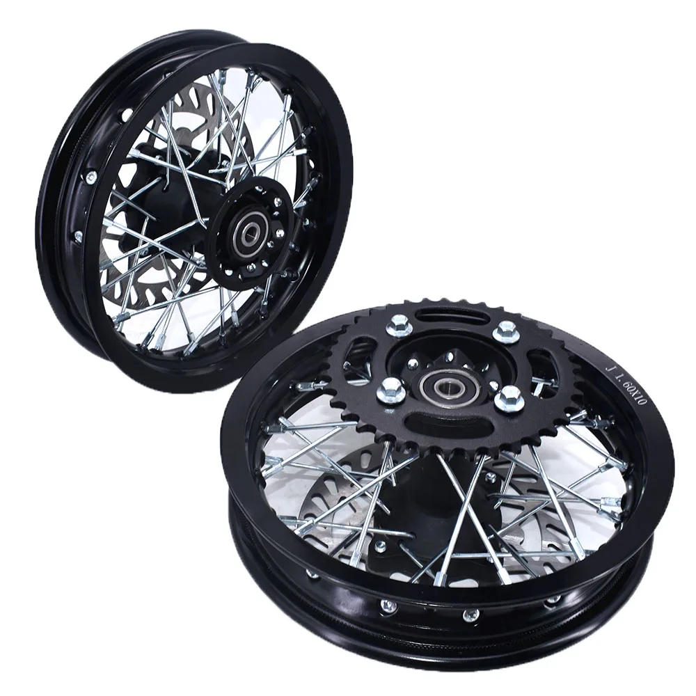 1.60X10 inch Front 1.60-10 inch Rear Aluminum Rims  with sprocket  and Brake Disc for CRF50 XR50 70 Apollo SDG 50cc 110 125cc