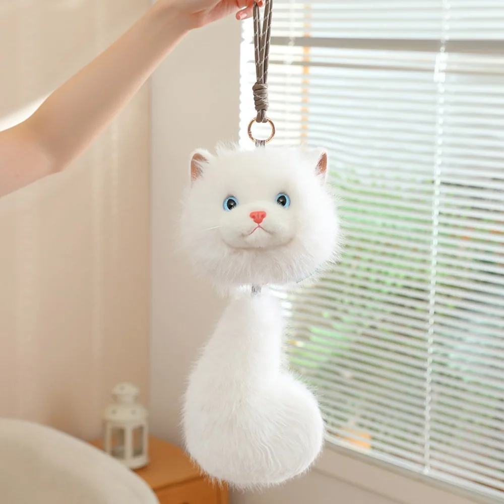 Kawaii 33CM Cat Plush Keychain Long Tail Big Head Kitten Pendant Cute Purse Ragdoll Cat Stuffed Keychain Desk Decor