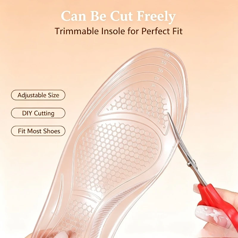 Orthopedic Silicone Insoles Arch Support for Flat Feet Gel Shock Absorbing Comfort Shoe Inserts Adults Foot Care Pads