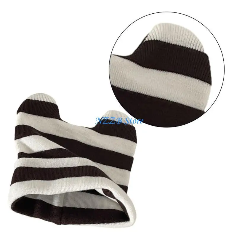 

T21F Knitted Ear Hat for Students Adult Windproof Foldable Winter Hat Handmade Ear Hat Keep Warm Cycling Hat
