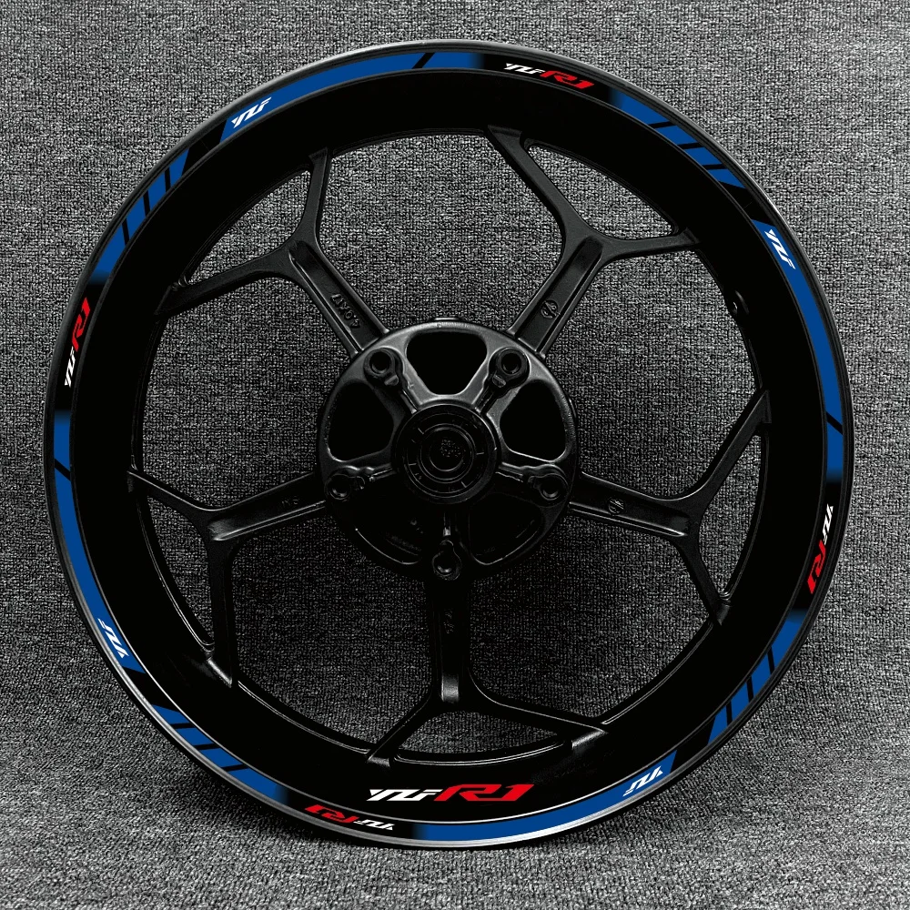 For Yamaha Yzf R1 Motorcycle 17 Inch Wheel Hub Multicolor Decal Decorative Rim Waterproof High Reflective High-grade Stickers