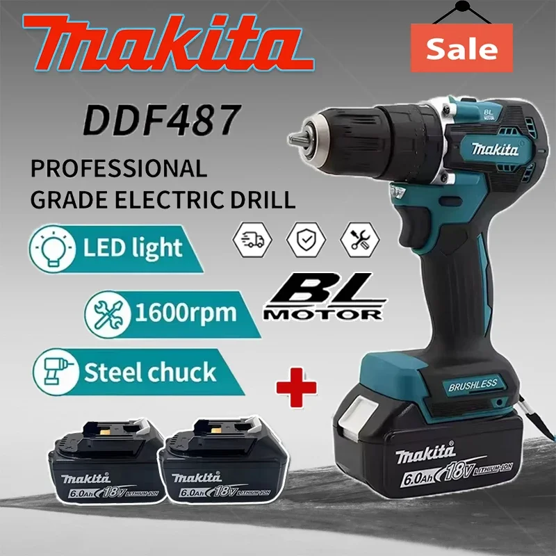 

Электродрель Makita DDF487, подходит для ударной дрели с пятью шнурами для кабельных работ, бесщеточная, для аккумулятора Makita 18В