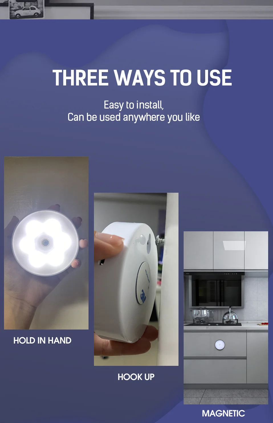 Night Light LED With PIR Motion Sensor Rechargeable USB Kitchen Cabinet RGB Lamp For Bedroom Room New Year Decoration