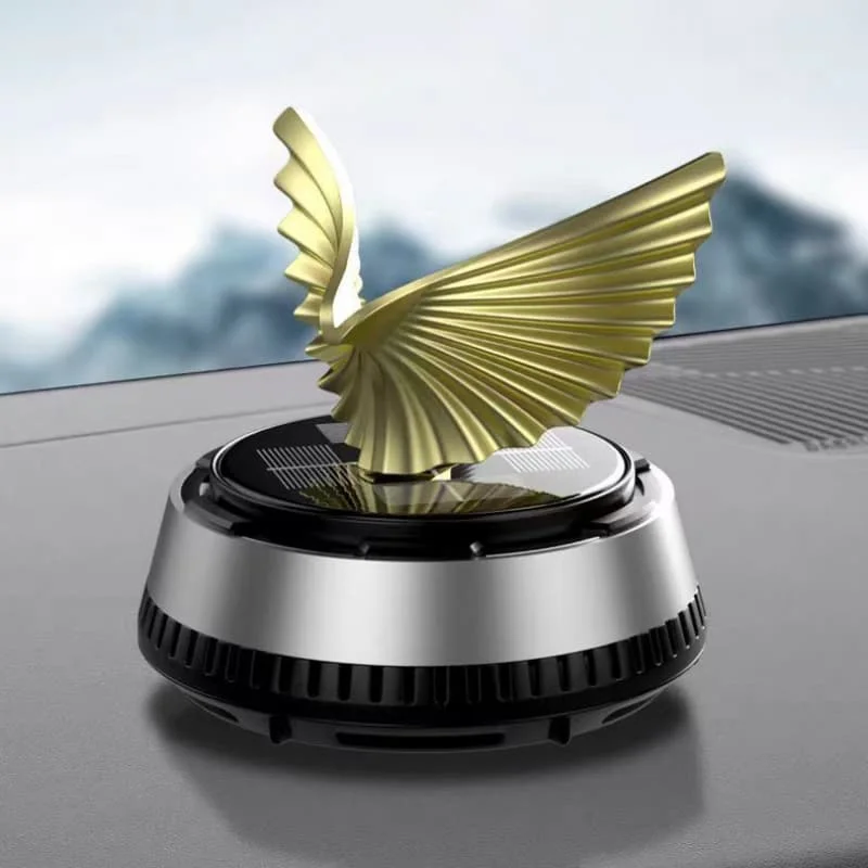 Solar Powered Rotating Eagle Wings Car Air Freshener Perfume Metal Dashboard Ornament Auto Interior Fragrance Diffuser Gift