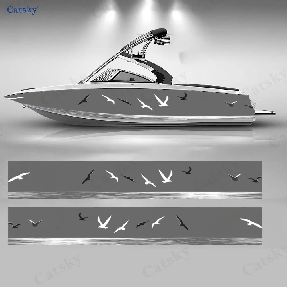 

Наклейки на лодку Seagull Shadow Companion, 2 шт., водонепроницаемые виниловые наклейки из ПВХ для рыболовных лодок, прочный и стильный дизайн