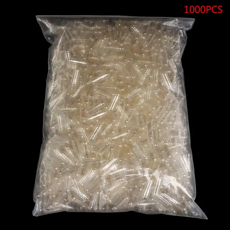 1000PCS Standard Size 0 Empty Capsules! Empty Gelatin Clear Capsules 0# Hollow Hard Gelatin Transparent Zygote Capsules