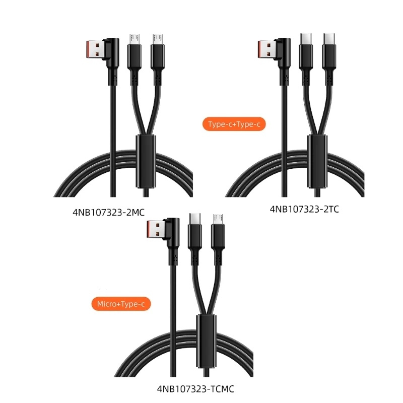 Multi Device USB Cable Universal 2 in 1 Charging Cable Convenient USB Cable Charge 2 Phones or Tablets Simultaneously