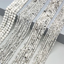 Natural White Blue Moonstone Faceted Loose Beads for Jewelry Making DIY Gift Bracelets 15'' Tiny Stone Bead 2/3/6mm Wholesale