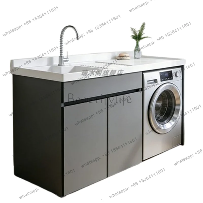 

Simple Nordic Creative Balcony Laundry Cabinet Customizable Sink Washer Combo Bathroom Furniture muebles de baño