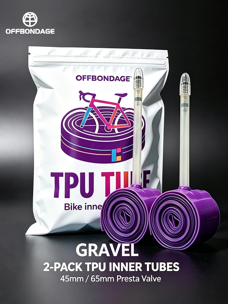 OFFBONDAGE 2er-Pack Gravel Bike Schlauch Ultraleicht 45g 700C x 32c 35c 37c 40c 47c Fahrrad TPU Französisches Ventil 45/65mm MTB29 Rennrad