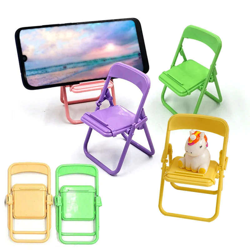 Cute Mini Chair Adjustable Phone Holder Stand For IPhone Samsung Foldable Mobile Phone Stand Desk Holder Universal Lazy Bracket