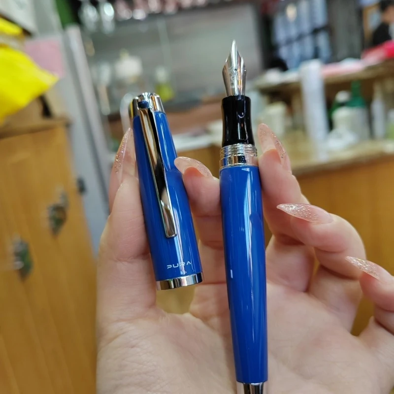 

Huxiaoshan Luxury Fountain Pens No.6 Nib 0.38EF 0.5F 0.7M Blue Retractable with Clip Ink Pen Office School Student Writing Gift