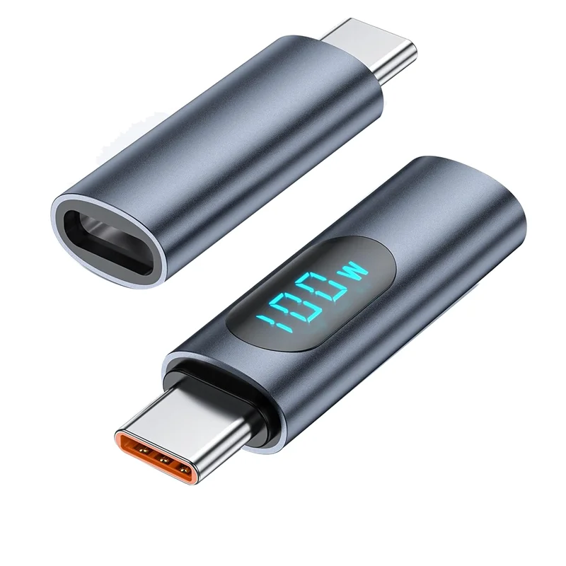 Superior-2 Buah Adaptor USB C Tampilan LED PD 100W Penguji Meter Daya Cepat Pria Ke Wanita, Adaptor Extender Monitor Pengisi Daya USB-C,