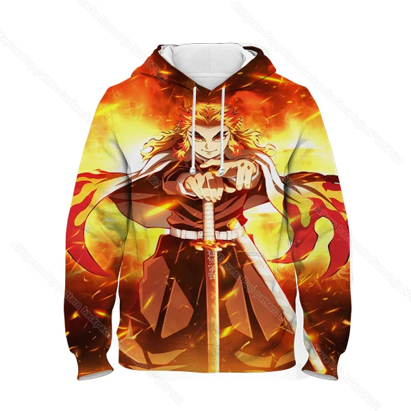 Demon Slayer Kimetsu No Yaiba the Movie Mugen Train Hoodies for Teens Girls Cartoon Anime 3D Print Kids Sweatshirt Autumn Winter