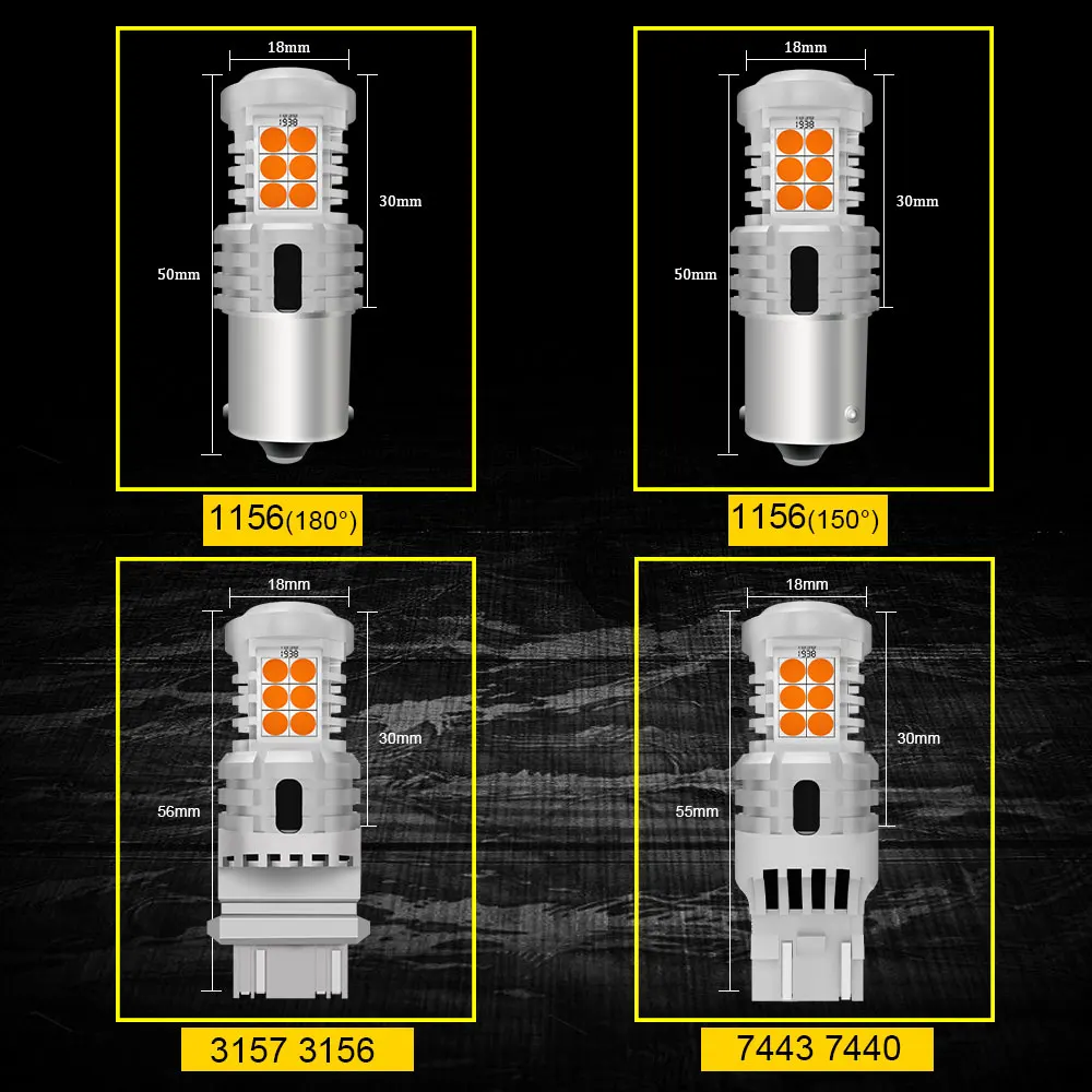 BMTxms 2X 1156 BA15S P21W LED Bez Hiper Błysku PY21W BAU15S T20 7440 W21W wy21w T25 3157 P27 Żarówka LED Samochodowa Kierunkowskaz Bursztynowy — zdjęcie 7