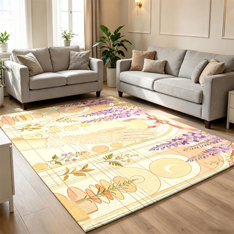 Holographic Butterfly Print Area Rug Pastel Rainbow Gradient Decor Rug for Living Room Bedroom Aesthetic Interior Decoration
