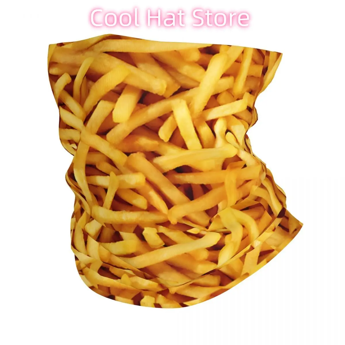 

French Fries Sticker Bandana Neck White Scarf Multi-use Headwear Fishing Unisex Adult Winter