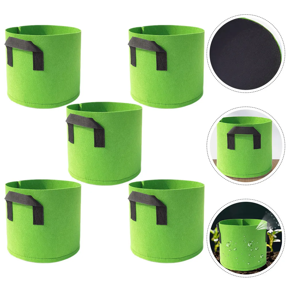 

5 шт. многоразовых нетканых мешков для растений: для цветов, овощей, суккулентов, фруктов, герметичные тканевые кашпо с высокой воздухопроницаемостью