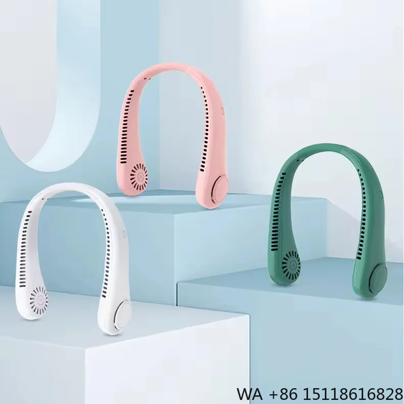 Outdoor Sport Cooling Usb Neck Fan Rechargeable Adjustable 3 Speeds Cooler Bladeless Free Hanging Mini Portable Neck Fan