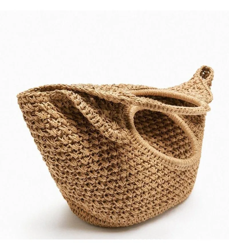 Summer Straw Bags for Women Hollow Raffia Crochet Beach Bags Rattan Woven Shoulder Bag Fashion Weaving Ladies Tote Handbags 2024