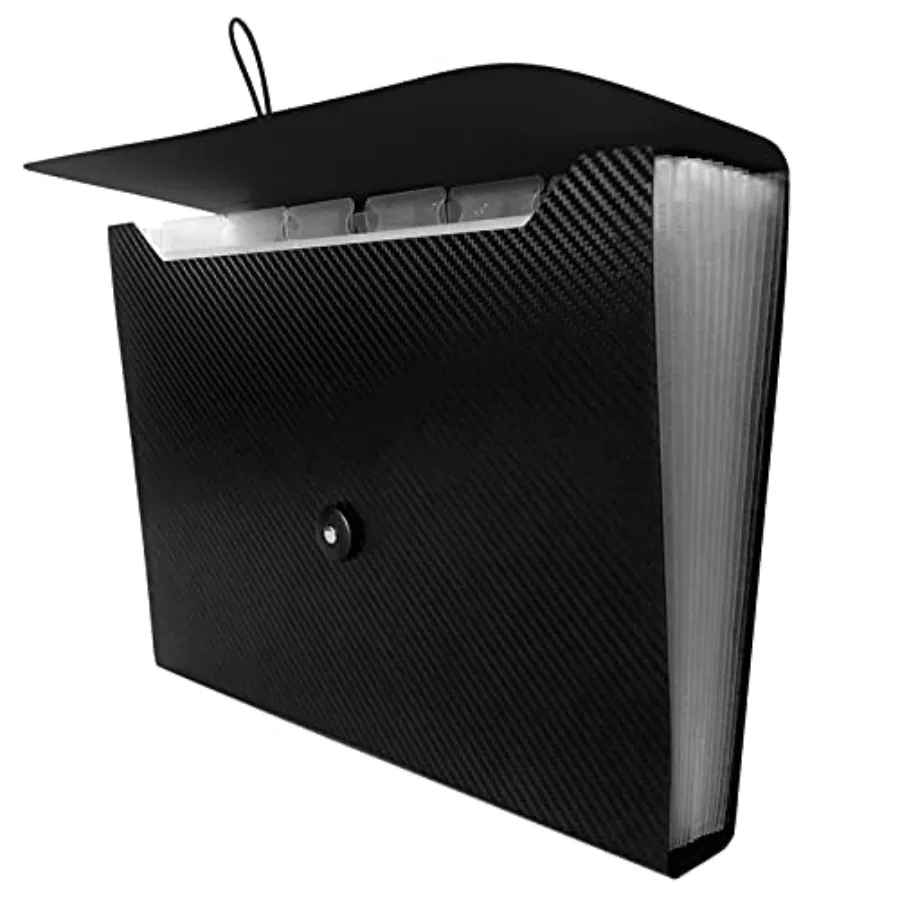 Expanding File Folder with Tabs, File Organizer Accordion File Holder with Elastic Buckles Closure, A4 Paper Document Organizer