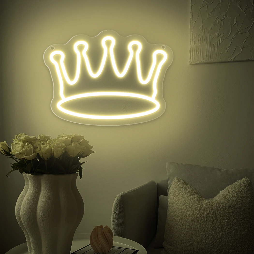 1PC Crown Neon Light Logo Decor Neon Light for Room Bedroom Birthday, placed indoors, is the best gift for festive occasions