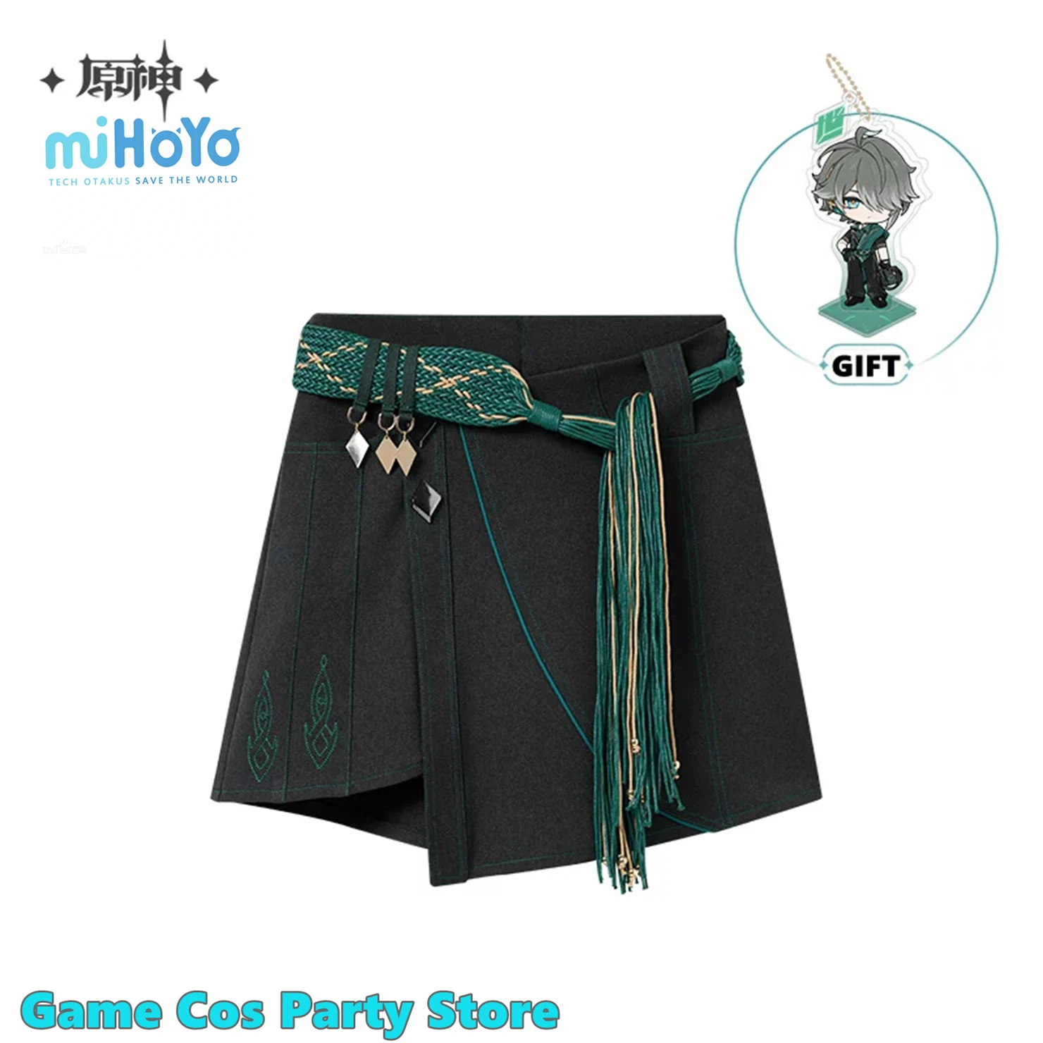 

[Genuine] Game Genshin Impact Alhaitham Theme Impression Skirt Anime Cosplay Costumes Women Asymmetrical Shorts Original Pants