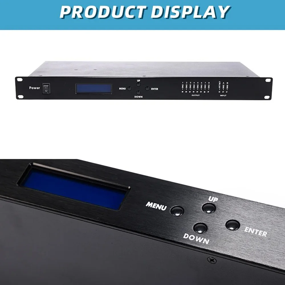 8-Way DMX Splitter with 3-Pin Network Multi Expander Output 8x512 Channels For Satge Dj Lighting Controller