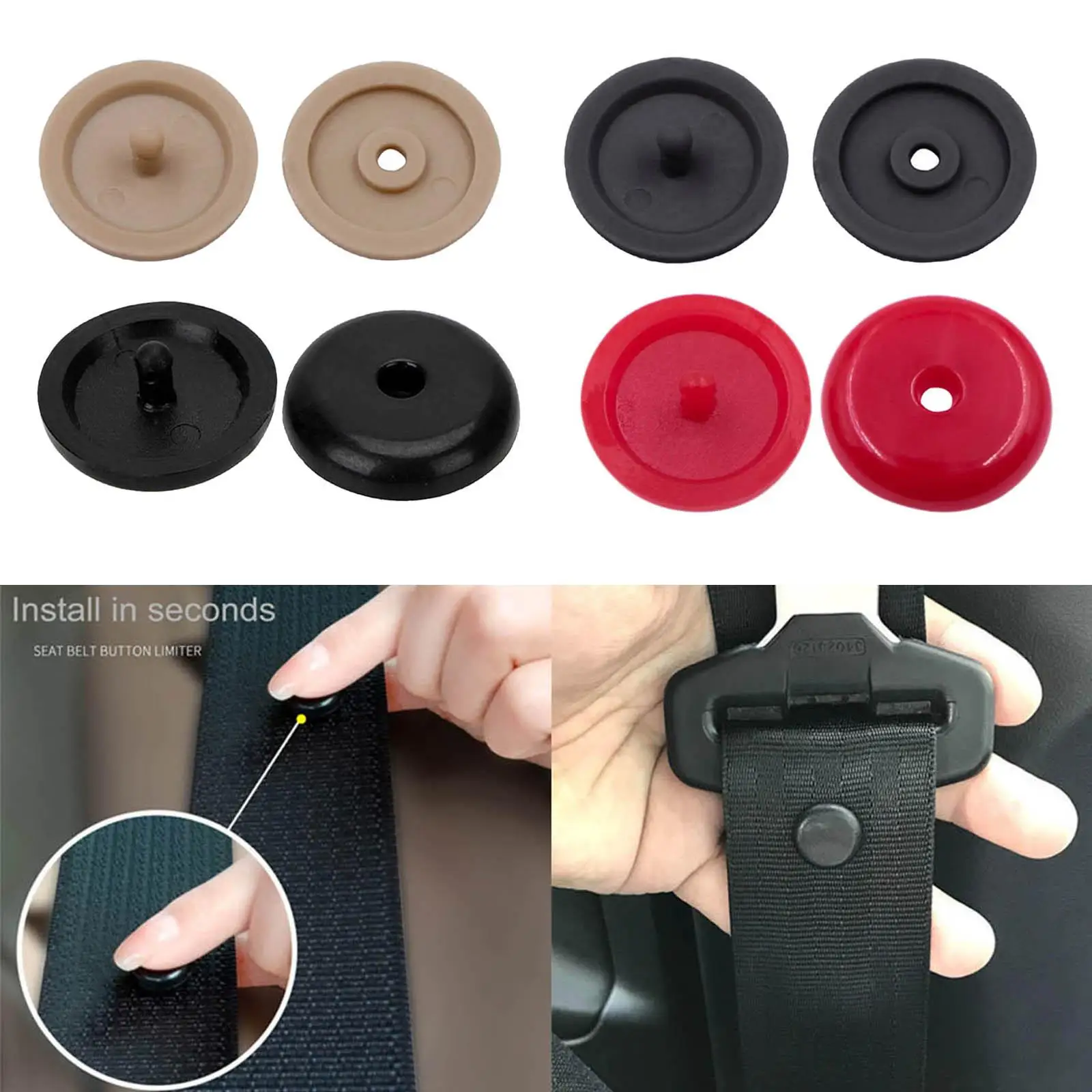 10 Pairs Seat Belt Stop Buttons Snaps On System Universal Belt Stopper Clips