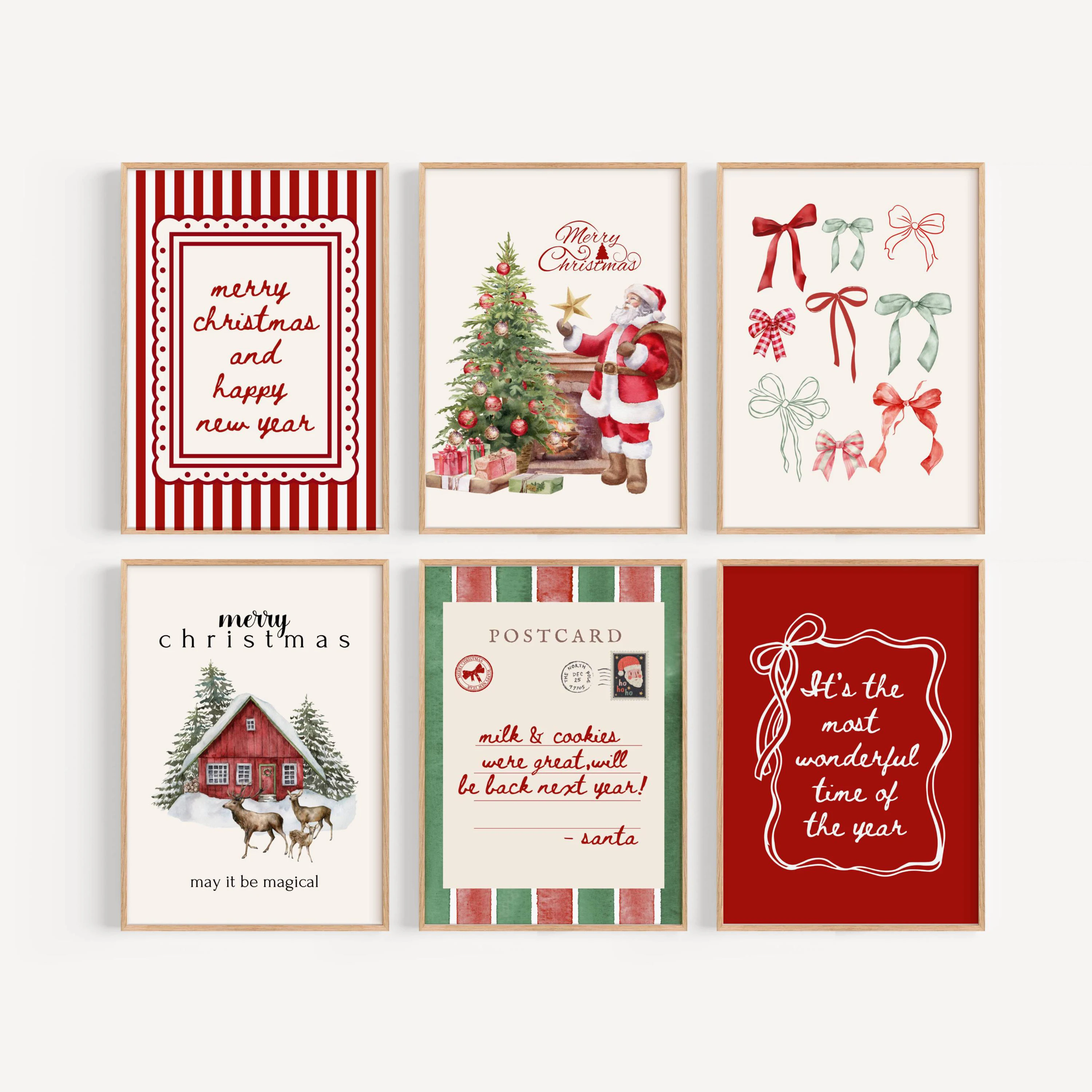 1pc Christmas Gallery Wall Art Prints Poster - Unframed Preppy Coquette Holiday Decor Poster for Living Room and Bedroom Decor
