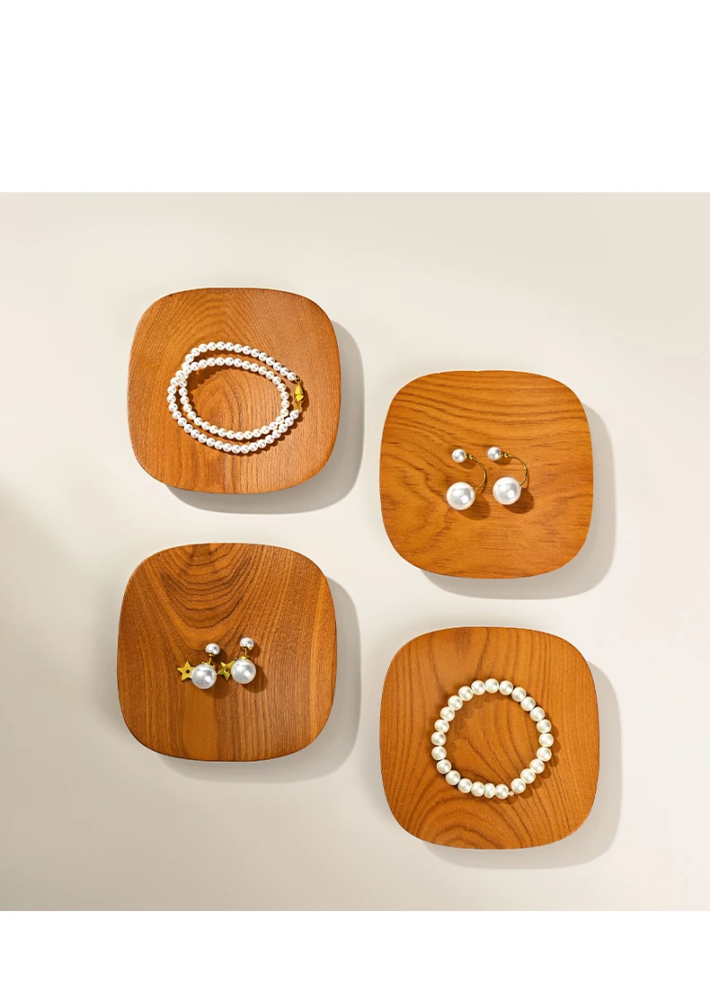 Oirlv Holzschmuck-Präsentationstablett - Natürliches Holzmaserungsdesign, ideal zur Präsentation von Schmuck, Halsketten und kleinen Accessoires. – Detail 10