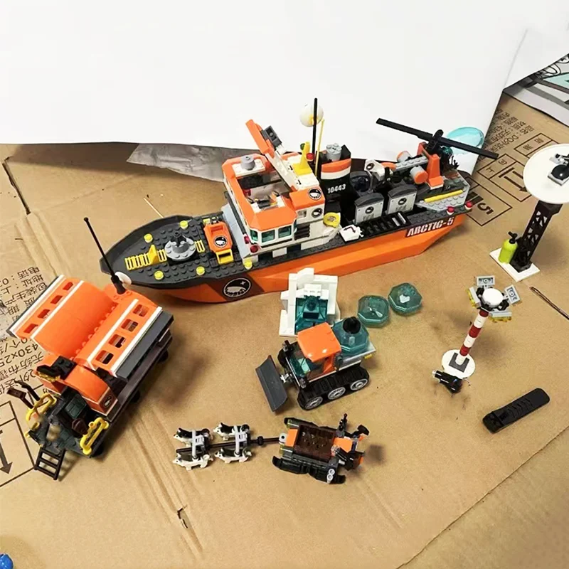 Conjuntos MOC compatibles de terceros, bloques de construcción de la serie City, exploración ártica, rompecabezas, barco, modelo grande, juguete de regalo para niños