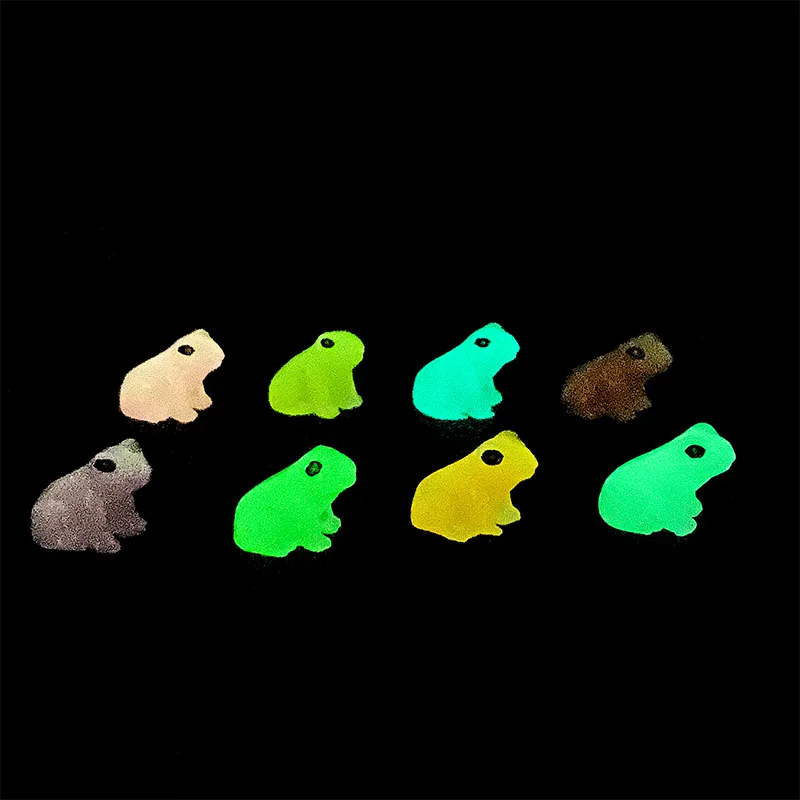 100PCS Mini Frog Glow At Night Vivarium Accessories Luminous Poison Dart Frog Fairy Garden Decoration Miniature Figurines Animal