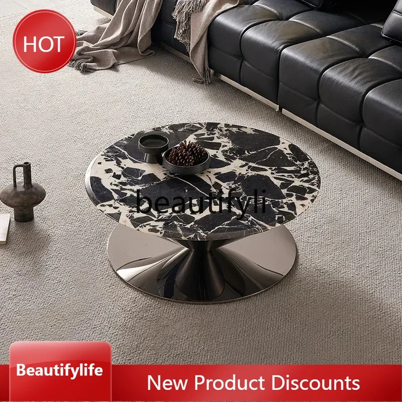 

A163 Итальянский минималистский дизайнерский креативный журнальный столик с летающей тарелкой, подвесной роскошный круглый журнальный столик из камня