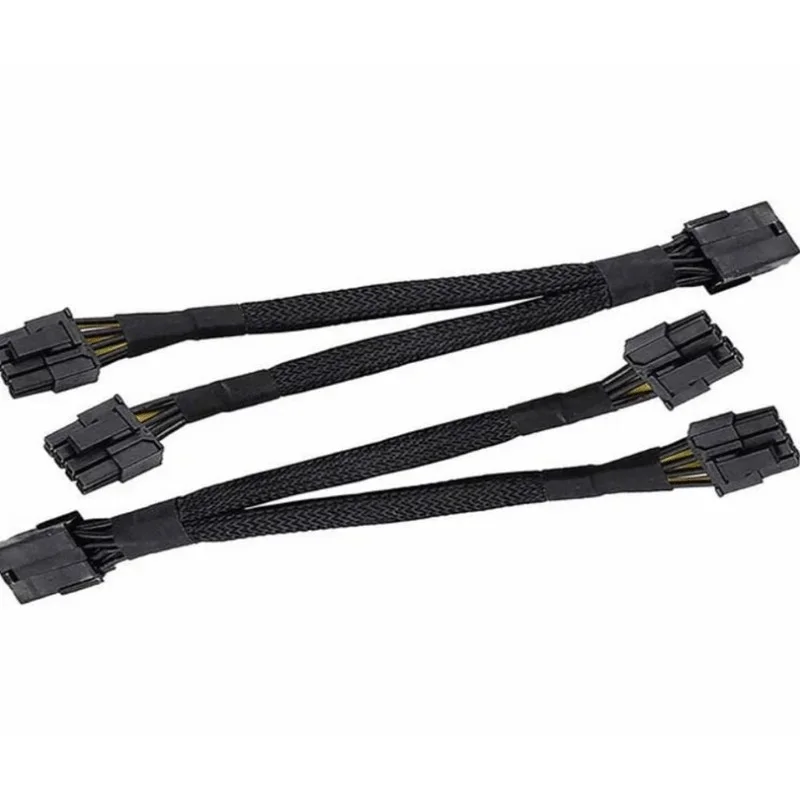 Computer GPU PCIe 8 Pin Female To Dual 2X 8 Pin (6+2) Male PCI Express Power Adapter Braided Y-Splitter Extension Cable 20cm