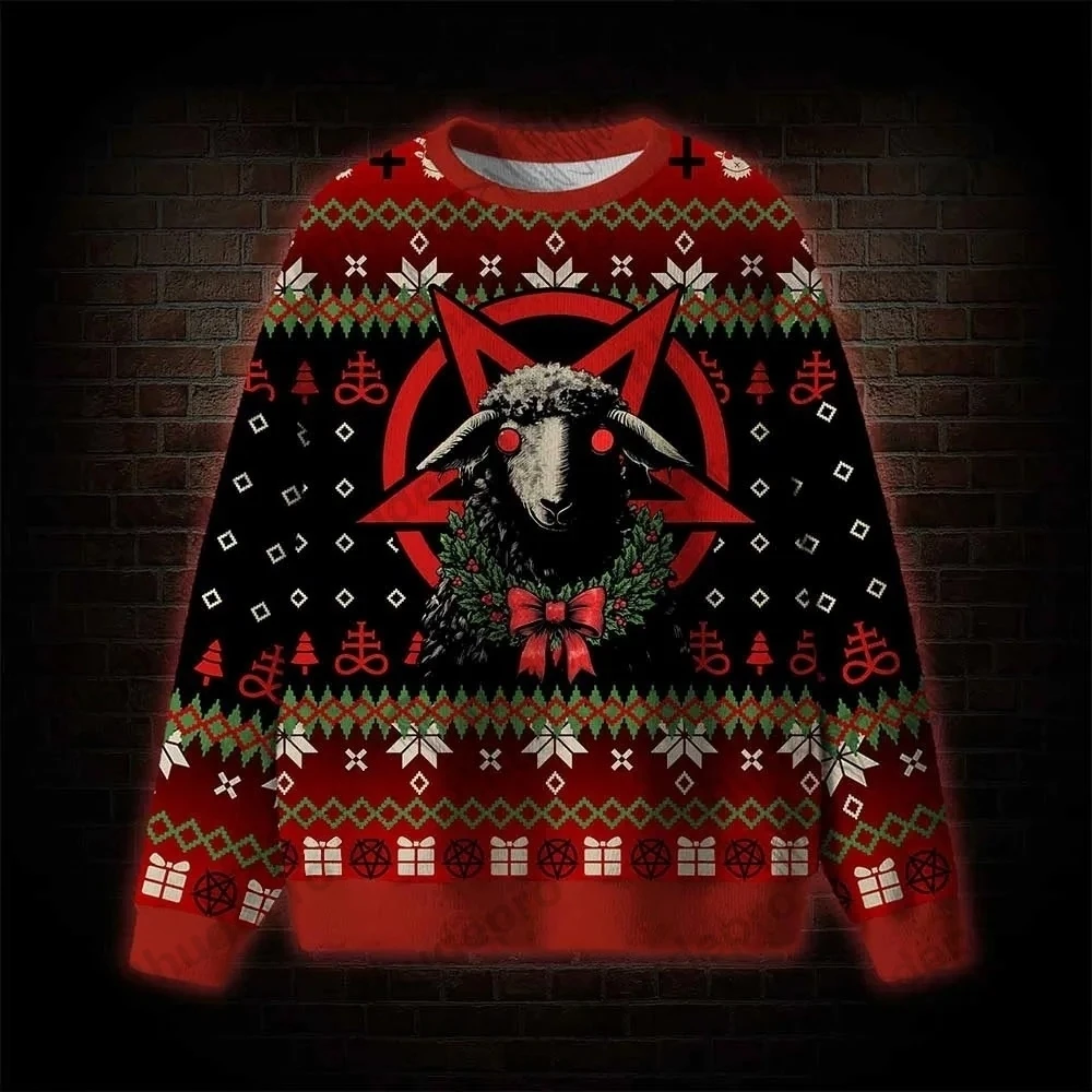 Satanic Goat Ugly Sweatshirts - Autumn/Winter Fun 3D Printed Long-Sleeved Sweaters For Men - 2027 New Arrival - Unisex