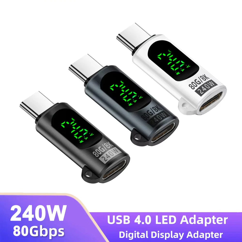 PD 240W LED Display USB 4.0 80Gbps USB C to Type C OTG Adapter 8K 60Hz Fast Charging for iPhone 16 17 Pro Samsung Huawei MacBook