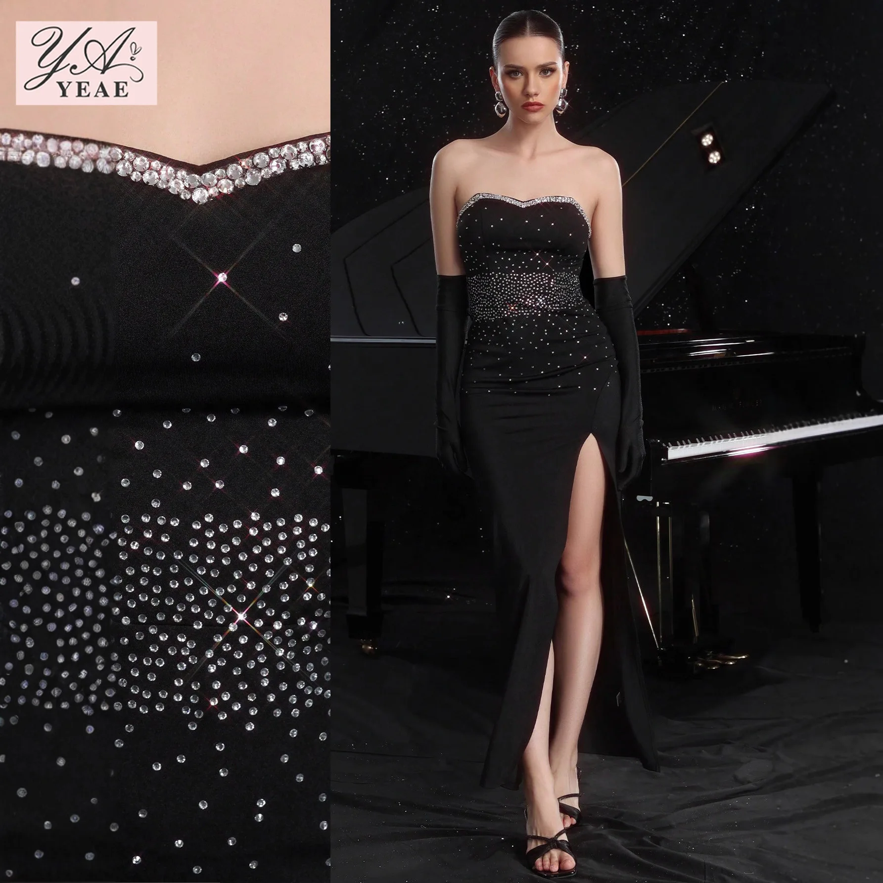 

Вечернее платье через границу с открытой спиной 2025 года — платье-бюстье с пайетками и прозрачной накидкой