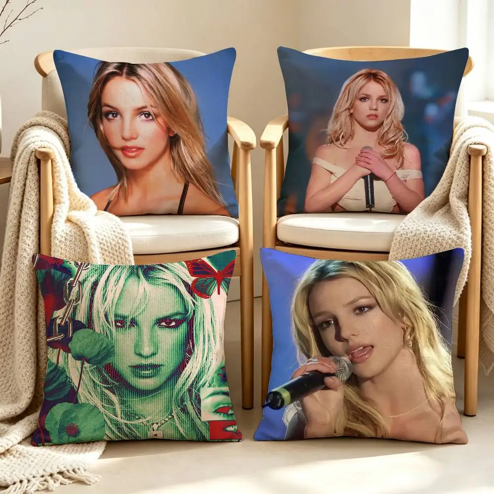 Beautiful 90s Pop Diva B-Britney Spears Customizable Square Pillow case Double Sided Print Sofa Bedroom Decor Cushion Cover