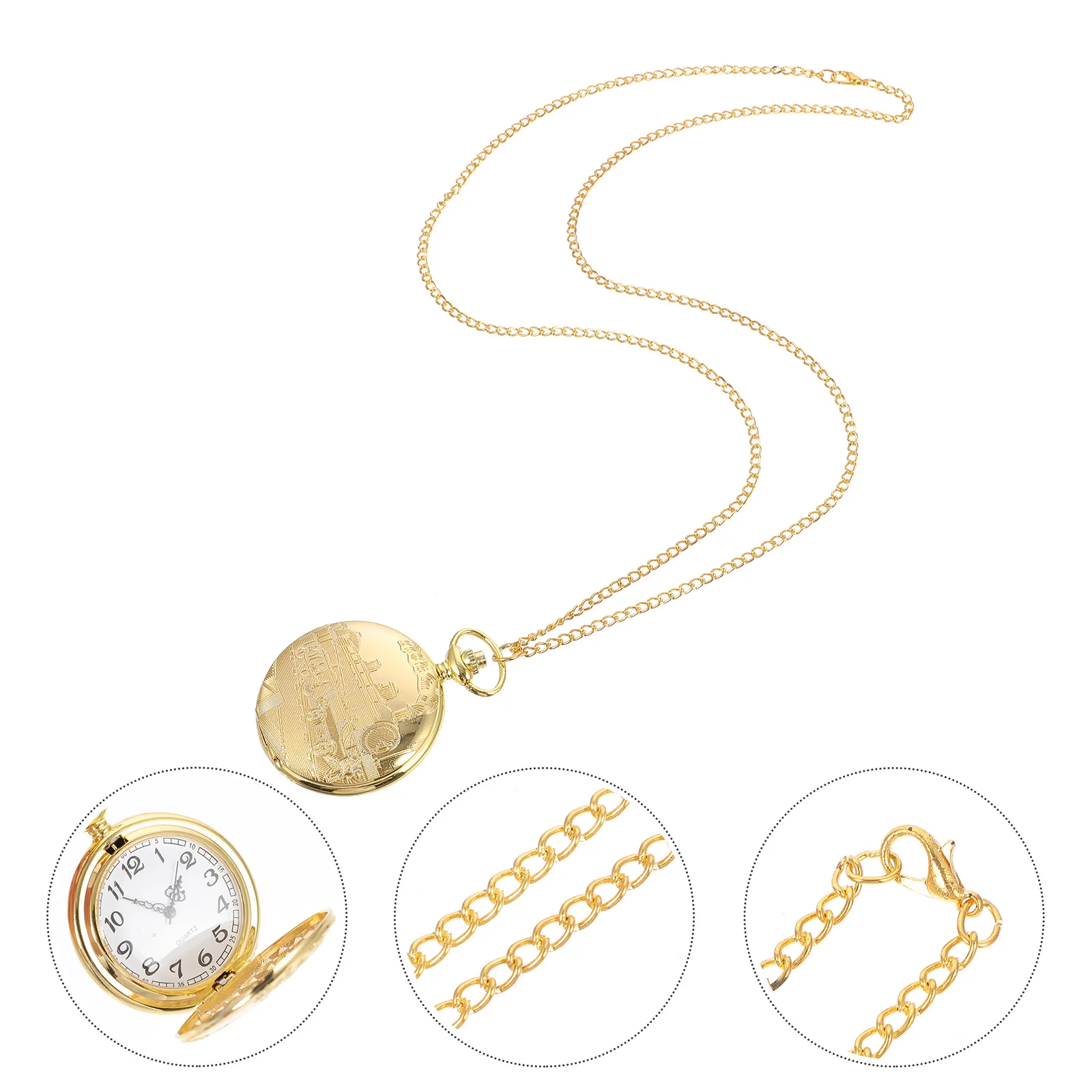1Pcs Pattern Pocket Watch Vintage Design Durable Metal Souvenir Gift Hanging Timing Watch