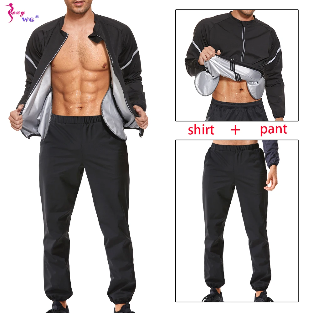 

SEXYWG Sauna Suit for Men Weight Loss Set Hot Sweat Jacket Thermal Pants Running Outfit Gym Clothing Fitness Workout Sportwear