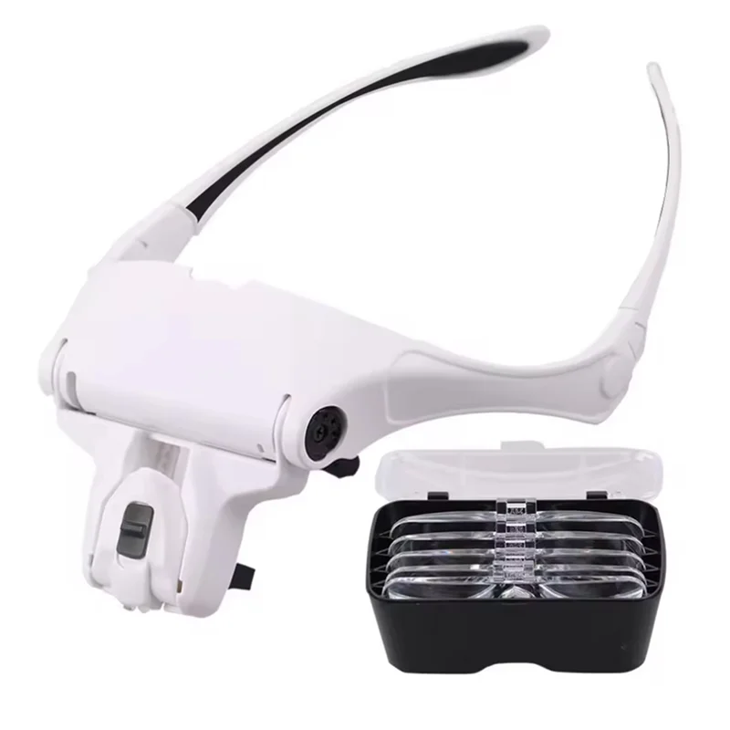 ABWZ-Magnifying Glasses LED Light Lamp Head Loupe Jeweler Headband Magnifier Eye Glasses Optical Glass Tool Repair