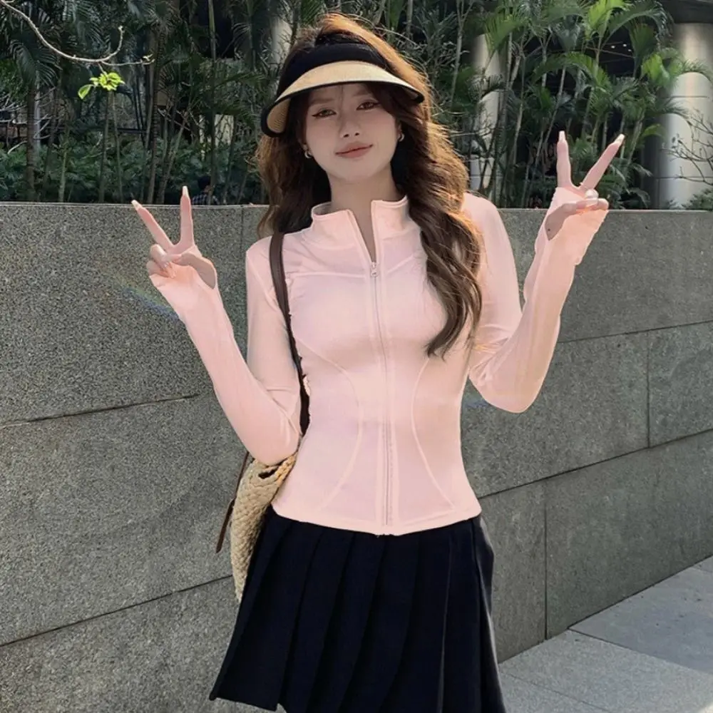 Outdoor Ice Silk Summer Sunscreen Clothes Sun Protection Cover Up Windbreaker Breathable Cycling Long Sleeved Jacket for Women