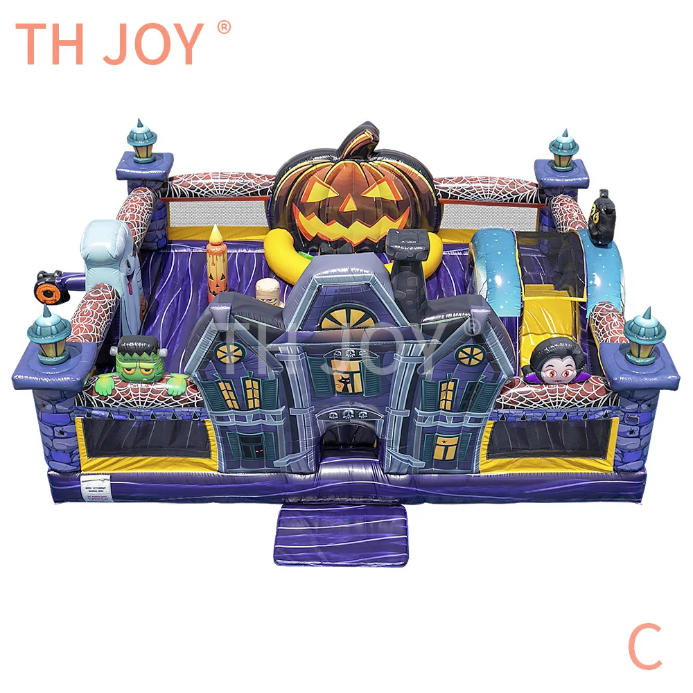 Par navire à porte, nouvelle maison hantée, château gonflable commercial, aire de jeux gonflable pour Halloween, pour fête, 2025