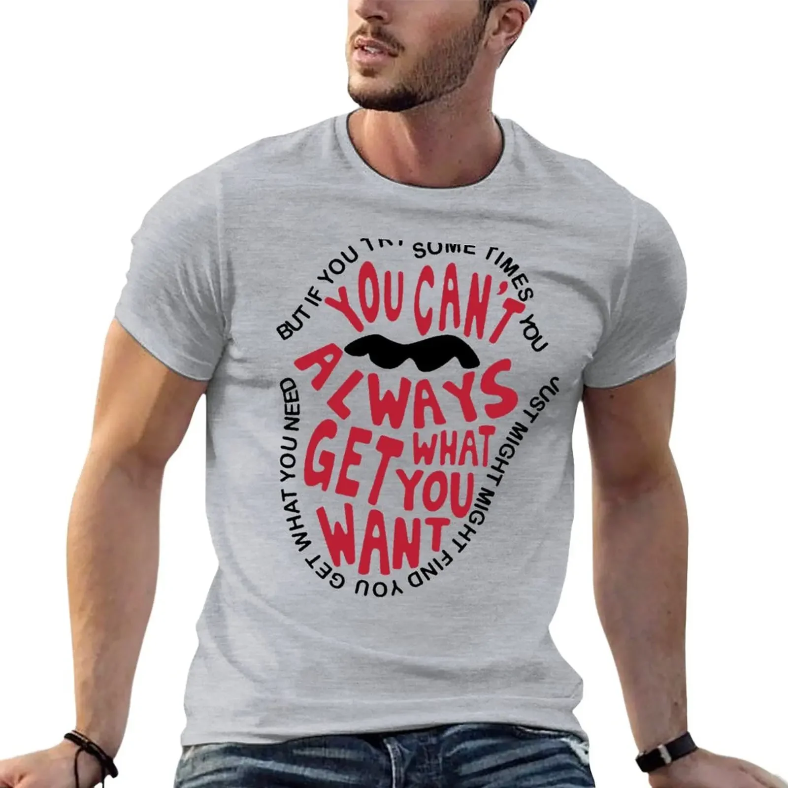 تي شيرت رجالي كبير الحجم ، حزمة ملابس ، إذا حاولت ، إذا لم تتمكن دائمًا من الحصول على ما تريد ، تي شيرت جديد #1