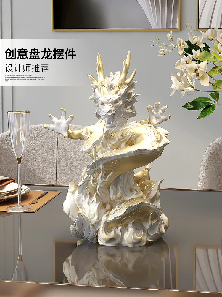 

Creative new dragon statue crafts living room foyer wine cabinet desk home decoration office opening housewarming gifts