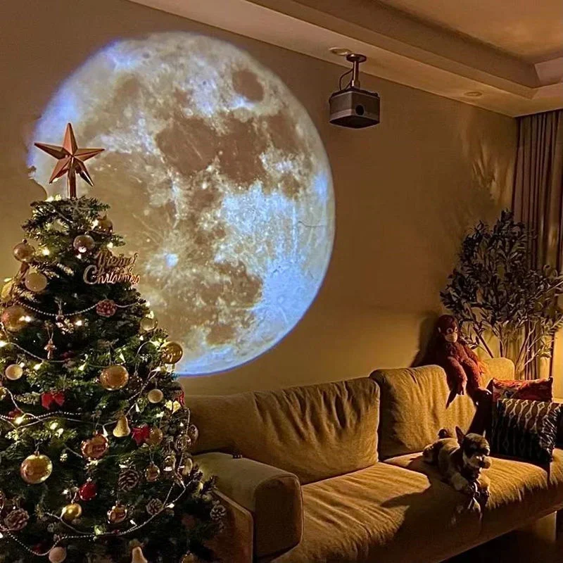 Moon Galaxy Projection Lamp Novelty Aurora Background Atmosphere Night Light Earth Projector Photography Lamp for Christmas Gift